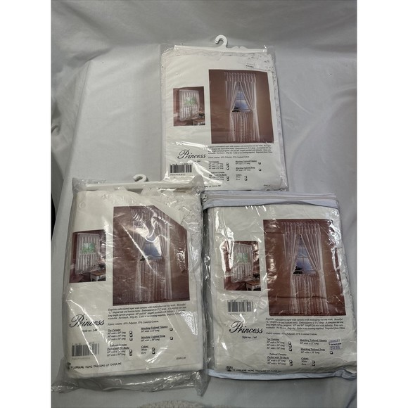 3 New White Lace 1 Tier Curtains 80” Wide 30” Long 2 Tailored Curtains 84” Long - Picture 1 of 6